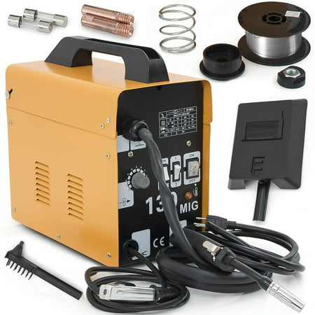 Zimtown Mig-130 Welding Machine Set, AC 110V Flux Core Automatic Feeding Wire Gas Less Commercial Welder with Free Mask, Variable Feed Speed Control, for Welding Mild steel, Stainless Steel & (Best Wire Feed Welder For The Money)
