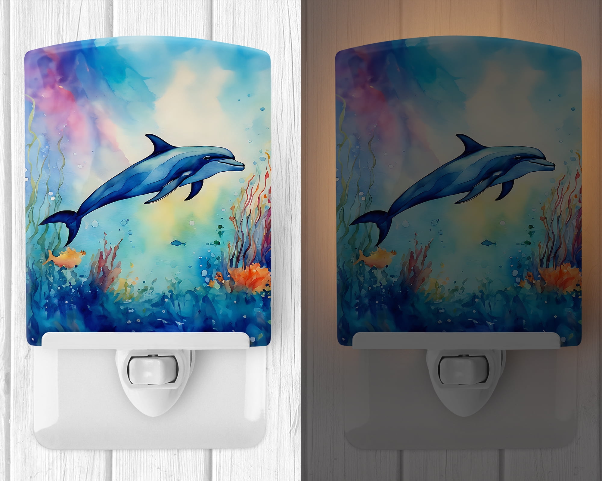 Dolphin Ceramic Night Light 4 in x 6 in