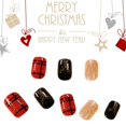 thumbnail image 2 of Uñas postizas rojas, decoraciones navideñas cortas, uñas postizas cuadradas, bonitas uñas postizas de cubierta completa para mujeres y niñas, 24 unidades, 2 of 4