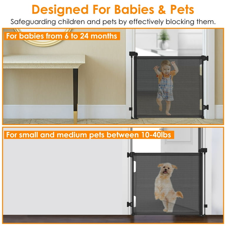 KOCASO 61 Inches Extra Wide Retractable Baby Gates for Doorway Hallway Indoor Outdoor Extra Wide Baby Gate for Stairs
