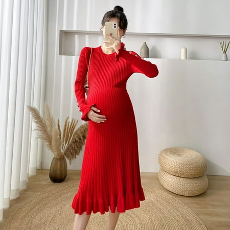 

Autumn and winter new medium length knee length sweater skirt ruffle fish tail underneath knitted dress women