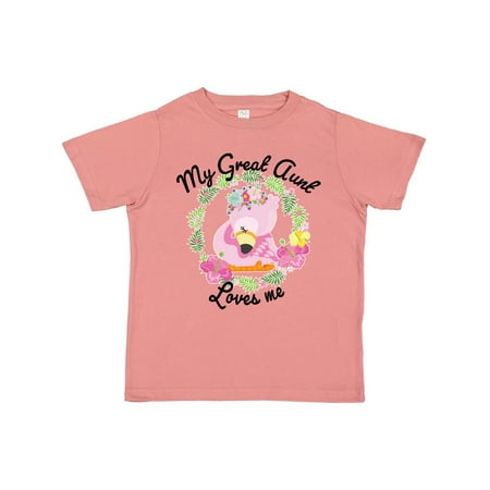 

Inktastic Baby Flamingo My Great Aunt Loves Me with Flower Wreath Gift Toddler Boy or Toddler Girl T-Shirt
