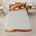 thumbnail image 4 of Homewish Orange Marble Zipper Full Size Comforter Sets with Fitted Sheet and 2 Pillowcases,Gold Metallic Zipper Bedding Set,Light gray Reversible,4-Piece, 4 of 7