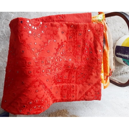 ShreeBedding Decor Art Deco Amber Fort Palace Red Traditional & Luxury Cotton Bedspreads, Full/Queen