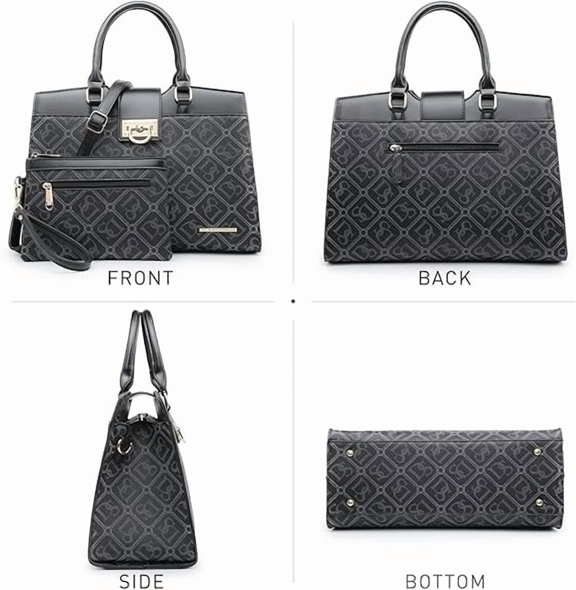 Dasein Handbags for Women Purses Monogram Satchel Purse Large Tote Ladies Handbag Shoulder Bags Top Handle Work Bag 2pcs Set