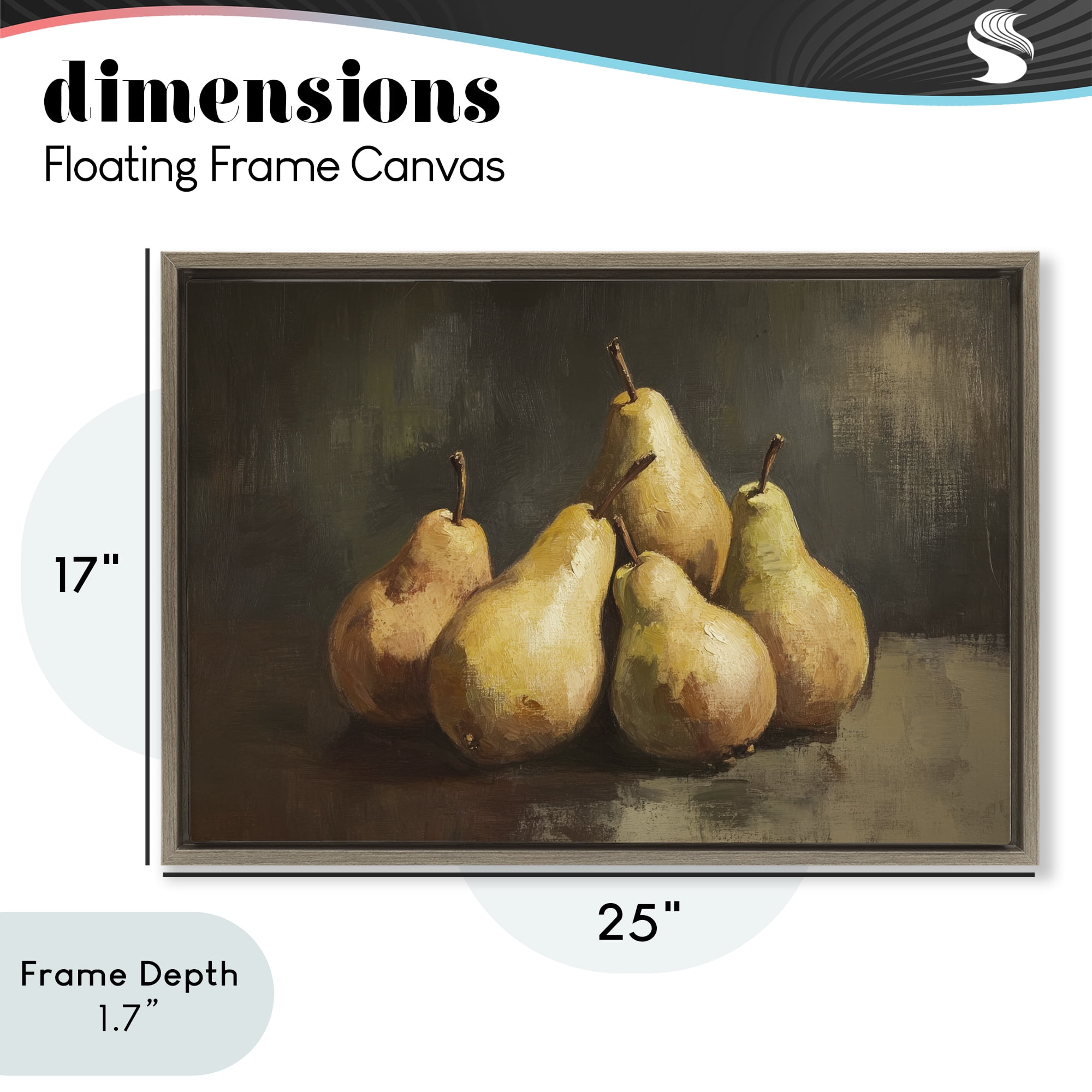 Stupell Industries Golden Pears Still Life Brown Framed Floater Canvas Wall Art, design by Petal Prints Design