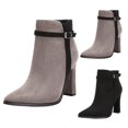 thumbnail image 4 of NOKIO Women'S Trendy Suede Ankle Booties Women's Autumn And Winter Pointed Toe Stiletto Suede Stitching Fashionable Thin Suede High Heel Short Boots Women'S Fashionable Sock Booties, 4 of 6