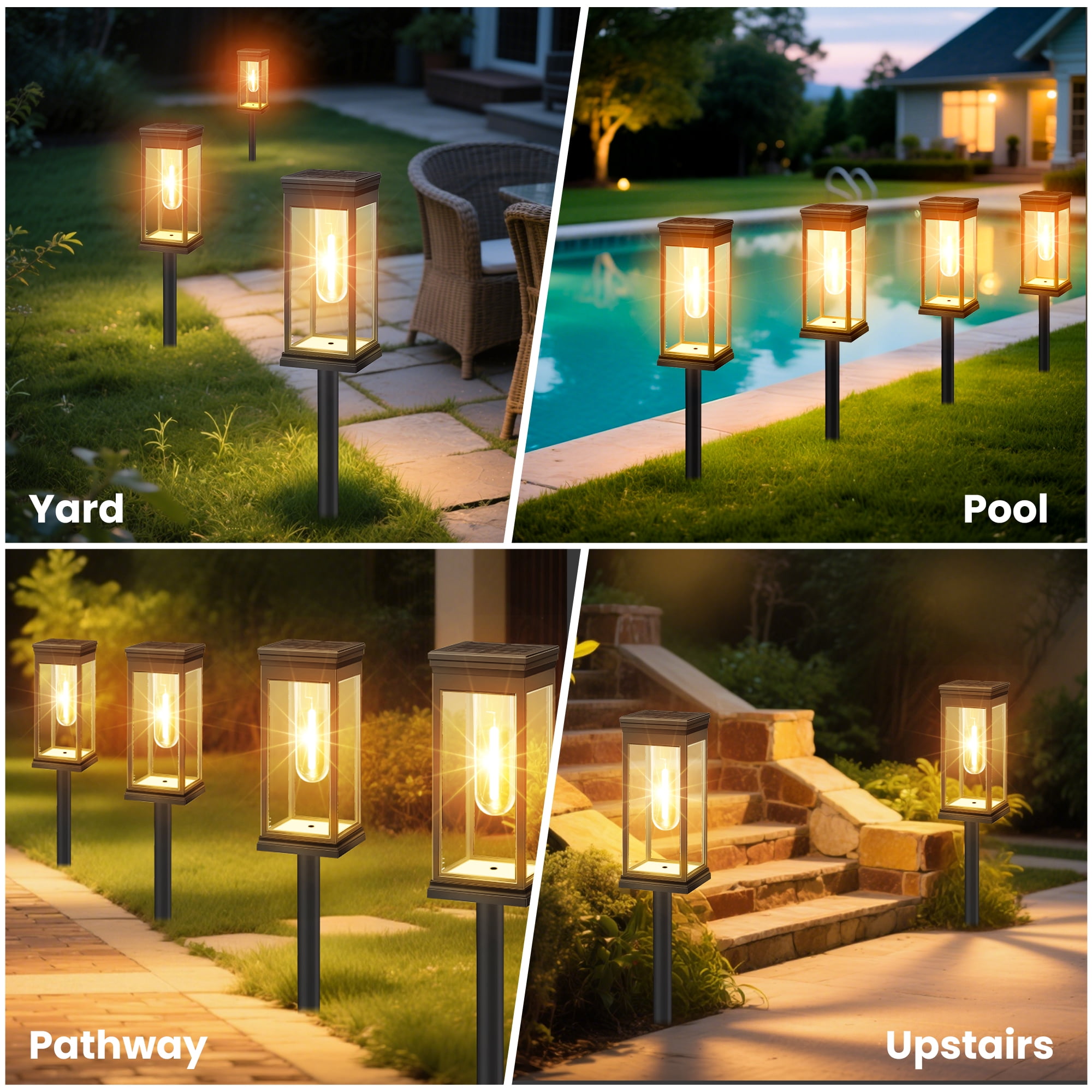 DAYBETTER Solar Pathway Lights Outdoor, 6 Pack Solar Powered Landscape Lights, IP65 Waterproof, Auto On/Off Outdoor Lights for Outside, Yard, Walkway, Patio, Garden