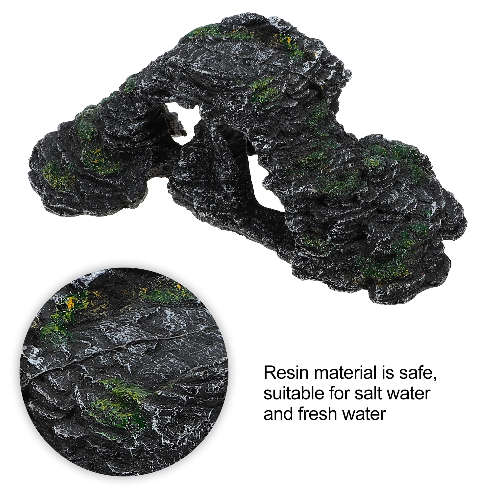Unique Bargains Turtle Basking Platform Resin Tortoise Rock Aquarium Ornament 11.7"x6"x4.3" Black Green