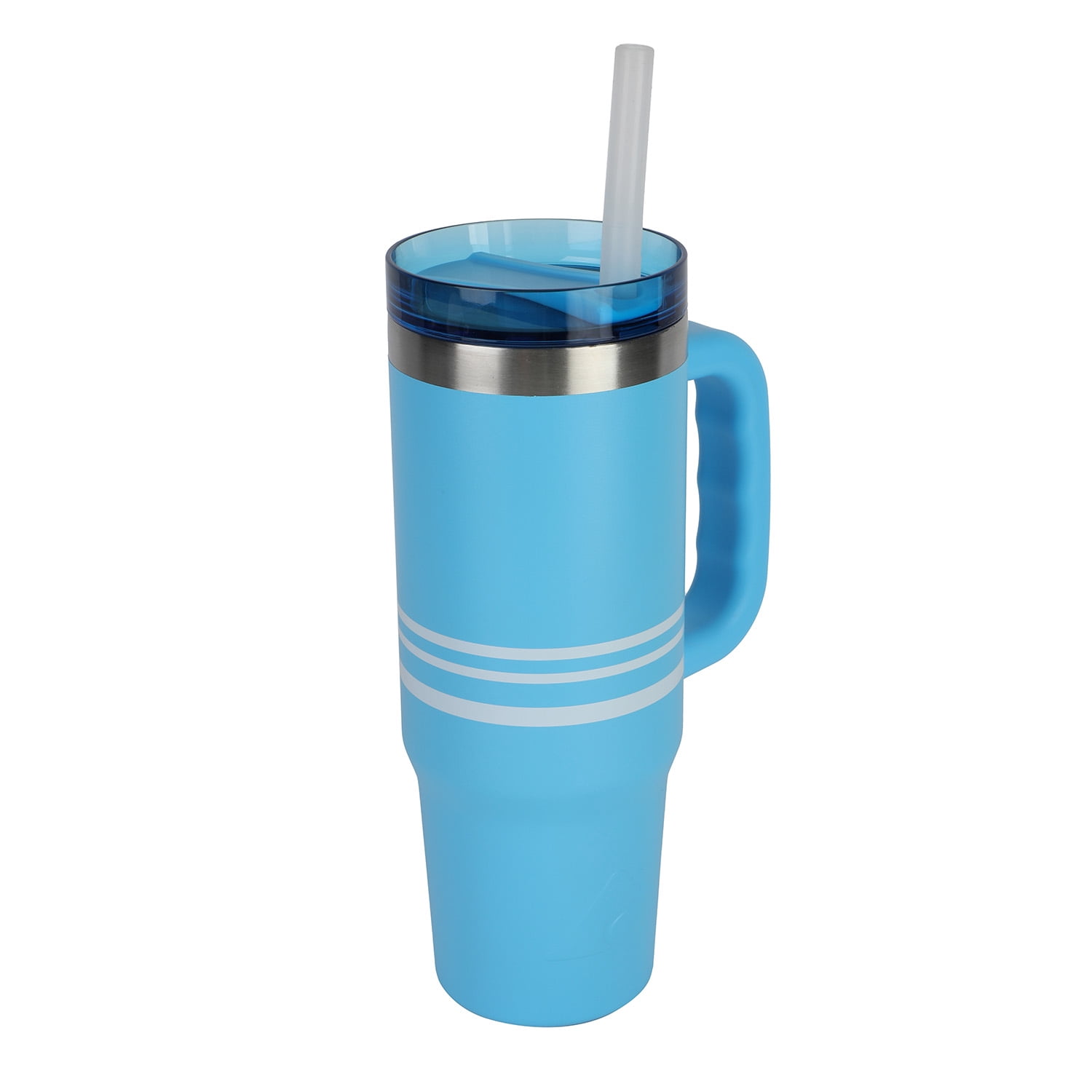 Ozark Trail 30 oz Tumbler with Handle, Stripe Aqua Water
