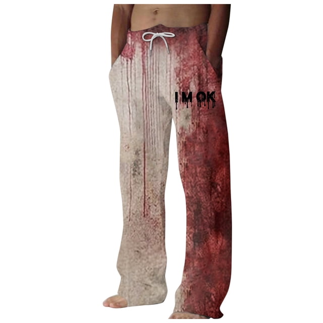 WEAIXIMIUNG Mens Overalls for Work Men Drawstring Casual Pants Loose Comfortable Trendy Printed Pants