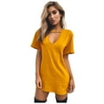 thumbnail image 2 of Viikei Plus Size Short Sleeve Dress for WomenO-Neck Mid-length Solid Color Dresses, 2 of 4