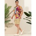 thumbnail image 4 of Lars Amadeus Camisas hawaianas de playa con botones estampados florales tropicales de verano para hombre Naranja Púrpura S, 4 of 6
