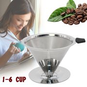 Kaffee Filter Dripper Pour Over Stainless Steel Funnel Reusable 1-6 CUP