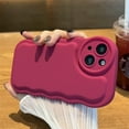 thumbnail image 2 of Compatible with iPhone 14 Case, Solid Color Cute Curly Wave Soft Raised Corners Back Silicone Shockproof Bumper Case for iPhone 14, Purple, 2 of 8