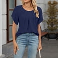 thumbnail image 2 of Stichou Womens Tops Dressy Casual Summer Chiffon Blouses Short Sleeve 2026 Spring Shirts Business Loose Fit Tunics Navy XL, 2 of 7