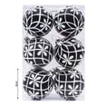 thumbnail image 5 of hiryomu 6Pcs Christmas Balls White Black Strip Hand-painted 6cm/8cm with Hanging Rope Home Decoration Festive Ornament Balls, 5 of 7