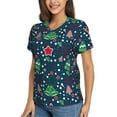 thumbnail image 2 of Vsdgher Christmas Women Shirts V Neck Short Sleeve Tops T-Shirt Basic Tees, S to 3XLLarge, 2 of 5