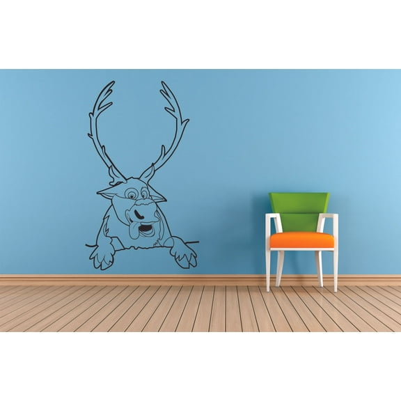 Frozen Reindeer Sven Deer Animal Let It Go Disney Cartoon Wall Sticker Art Decal for Girls Boys Kids Room Bedroom Nursery Kindergarten House Fun Home Decor Wall Art Vinyl Decoration Size (17x12 inch)