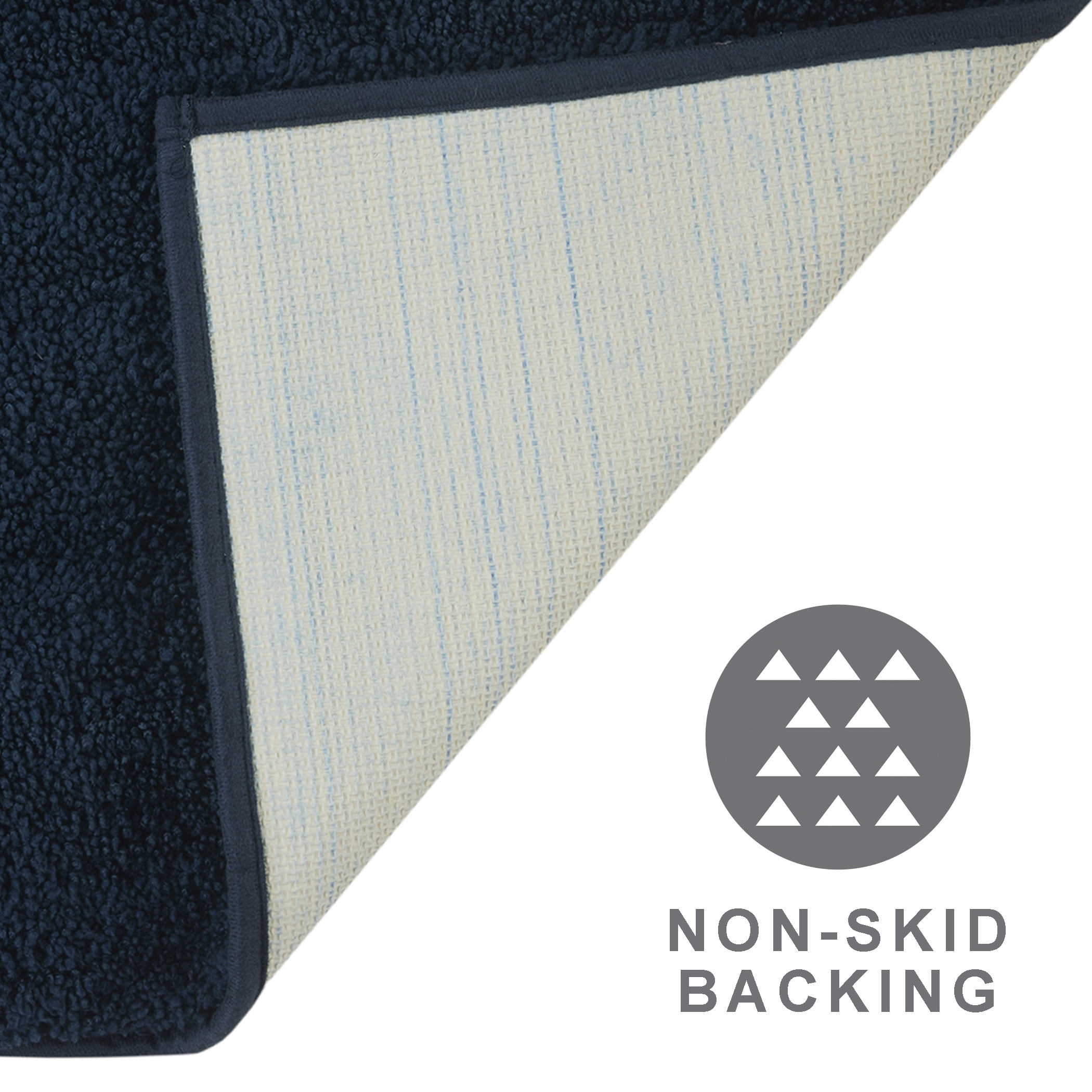 Mainstays Performance Recycled Polyester 3 Piece Bath Rug Set, Washed Indigo