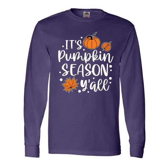 Inktastic Thanksgiving It's Pumpkin Season Y'all with Fall Leaves Long Sleeve T-Shirt