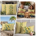 thumbnail image 5 of Yellow Lemon Stripes Outdoor Waterproof Pillow Covers, Summer Spring Fruit Flowers Leaves Decorative Square Throw Pillowcase Sofa Cushion Sham for Patio/Couch/Chair, 16"x16" 2 Pack, 5 of 8