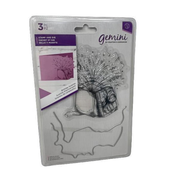 Gemini By Crafter's Companion - Birthday Surprise - 3 Pc Stamp And Die
