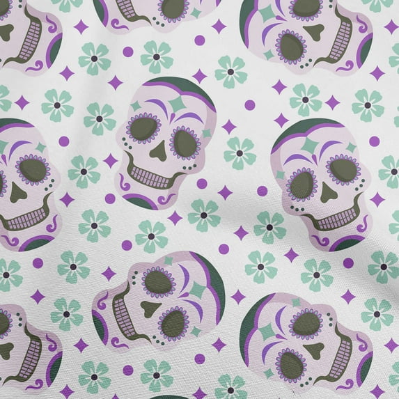 oneOone Cotton Poplin Twill White Fabric Skull Sewing Craft Projects Fabric Prints By Yard 56 Inch Wide-aA