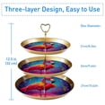thumbnail image 3 of Flamingo Modern Plastic Discs Iron Pillar Dessert Table Stand | 32cm/12.5in Height | 21cm/24cm/27cm Plates, 3 of 6