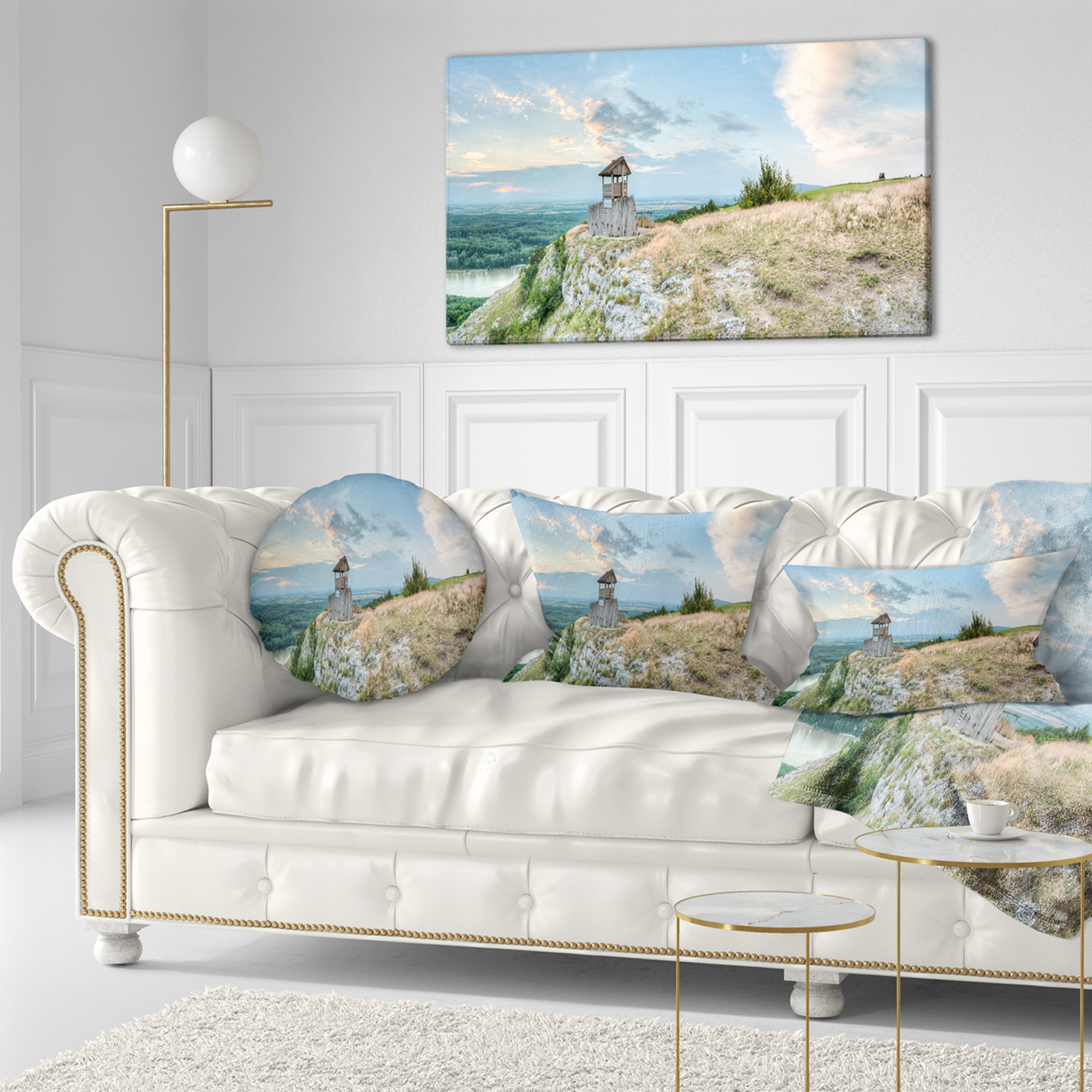 Designart View Tower on Hill Panorama - Landscape Printed Throw Pillow - 12x20