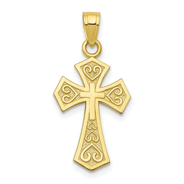 Pendentif Croix Réversible en Or Jaune 10k Passion Religieuse