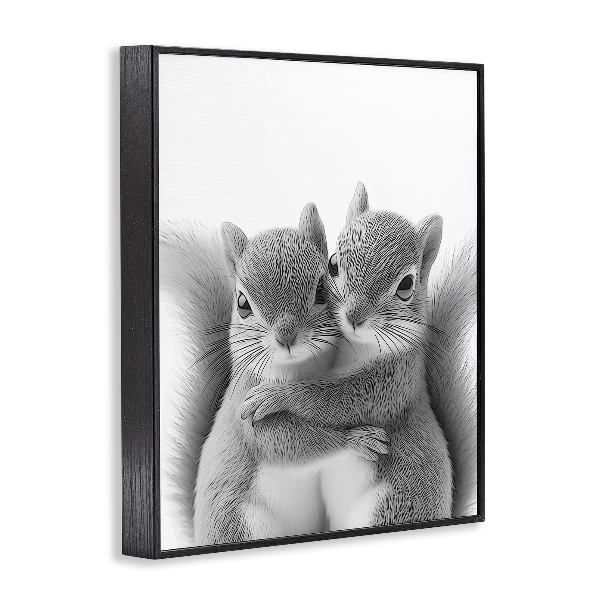Stupell Industries Hugging Squirrel Pair Animals & Insects Painting Black Framed Art Print Wall Art, 24 x 30