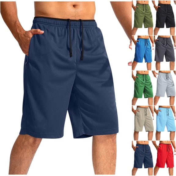 LIBRCLO Mens Board Shorts Elastic Waist Below Knee Length Shorts Casual Swim Trunks with Pockets and Drawstring for Holiday Beach