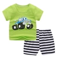 thumbnail image 1 of LSLJS Toddler Baby Boy Clothes Cartoon Print Pattern Short Sleeve Tops+ Casual Shorts Summer Outfits Set, 1 of 5