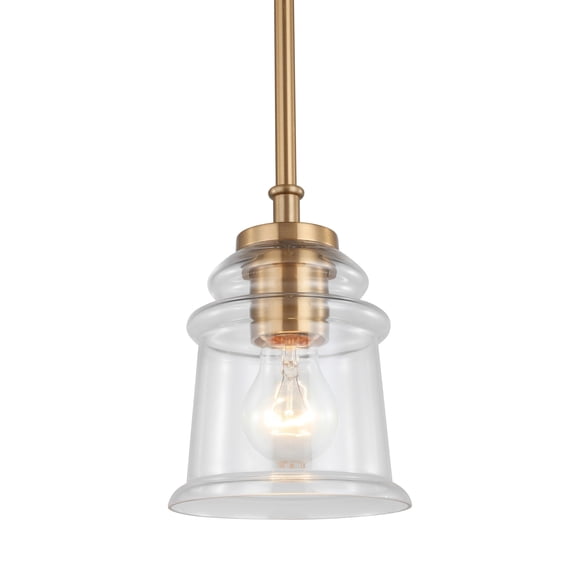 Woodbridge Lighting Elliot 1-Light Glass Mini-Pendant in Brass