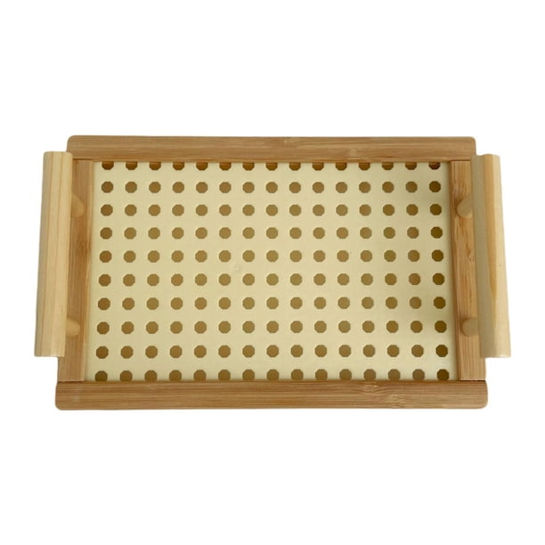 Bandeja para servir alimentos, organizador de encimera, bandeja decorativa de madera reutilizable para frutas. 23cmx15.5cmx7cm