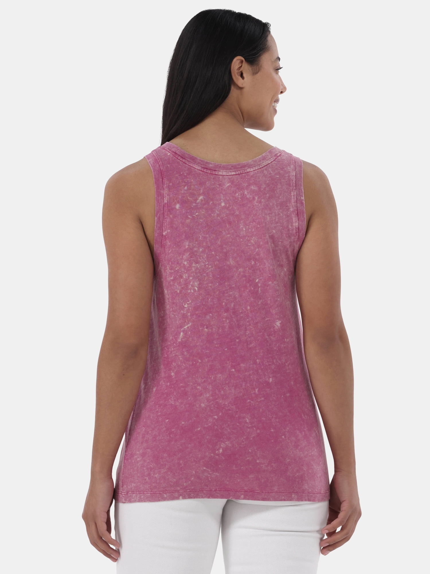 Time and Tru Women's Mineral Washed Cotton Tank Top with High Neck, Sizes XS-XXXL