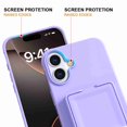thumbnail image 4 of Dteck Hidden Wallet Cash Slot Case for iPhone 16, Heavy Duty Hard PC + Soft TPU Bumper Protective Rugged Cover with Built-in Mirror, Shockproof Dual Credit Card Holder Slim Case, Purple, 4 of 6