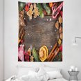 thumbnail image 1 of Gingerbread Man Tapestry, Festive Christmas Frame with Spices Biscuits Elements on Table Art Print, Wall Hanging for Bedroom Living Room Dorm Decor, 60W X 80L Inches, Multicolor, by Ambesonne, 1 of 2