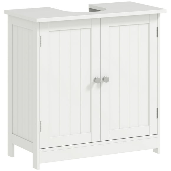 HOMCOM Armoire de Salle de Bain sous Lavabo, Meuble-Lavabo sur Piédestal avec 2 Portes, Tablette