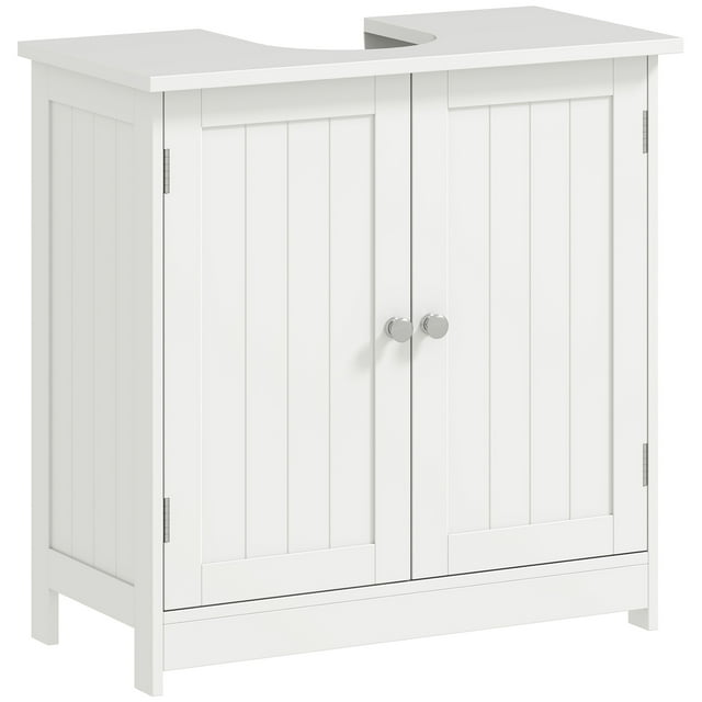 HOMCOM Armoire de Salle de Bain sous Lavabo, Meuble-Lavabo sur Piédestal avec 2 Portes, Tablette