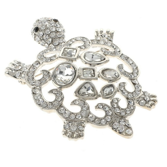 Large Turtle Rhinestone Brooch