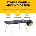 thumbnail image 4 of Navy Blue Flowers Table Cloths for 8 Foot Rectangle Tables, Spring Vintage Floral Leaves Farmhouse Patio Waterproof Elastic Fitted Tablecloths, Washable Rectangular Table Cover for Camping, 4 of 8