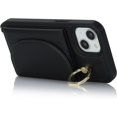 thumbnail image 6 of for iPhone 13 Case with Strap for Women,for iPhone 14 Phone Case Wallet with Card Holder,Credit Card Holder,Ring Stand,Crossbody Lanyard,PU Leather Cases for iPhone 13/14 6.1''(Black), 6 of 9