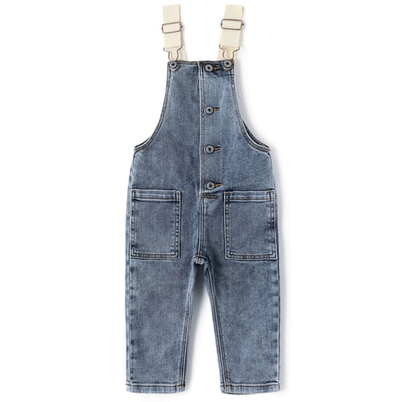 KIDSCOOL Toddler Denim Overalls Unisex Baby Canvas Strap Jeans Bib Jumpsuits,Blue,9-12 Months