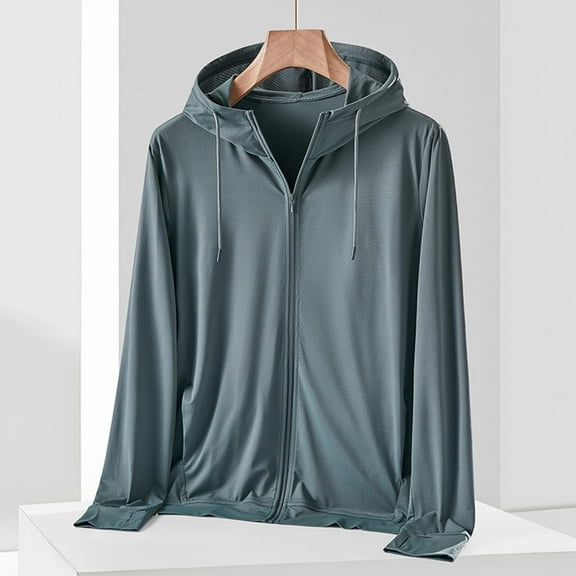Gamivast Hooded Sun Shirts for Men Zip up Mesh Cooling Hoodie Thin Workout Jacket Moisture Wicking Breathable Gym Running Training Athletic Outfits