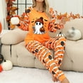 thumbnail image 7 of HOWPAY Halloween Pajamas Women Set Casual Ghost Pumpkin Graphic Long Sleeve Tops and Jogger Pants Outfits Comfy Soft Loungewear 2 Piece Pjs Sets Orange L, 7 of 7