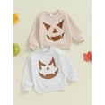 thumbnail image 4 of Aojekbee Little Boy Girl Halloween Sweatshirt Witch Pumpkin Print Long Sleeve Round Neck Casual Pullover Tops, 4 of 10