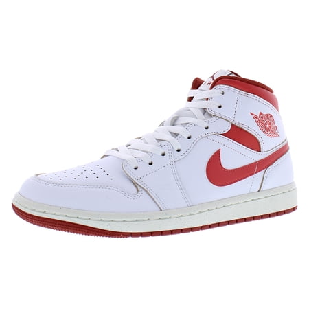 Jordan Mens Air Jordan 1 Mid SE Basketball Sneakers, 8, White/Dune Red/Sail/Lobster