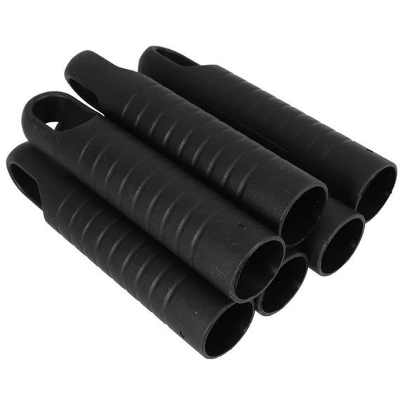 6pcs Broom Handle End Caps for Mop Stick with Comfortable Grip and Hand Protection Black